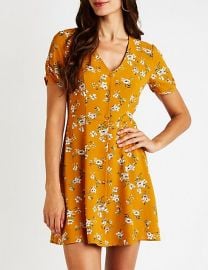 Floral Button Up Dress at Charlotte Russe