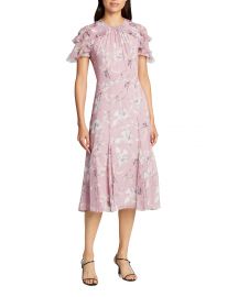 Floral Chiffon Flutter-Sleeve Midi Dress by Jason Wu at Neiman Marcus