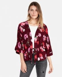 Floral Cinched Waist Kimono Sleeve Top at Express