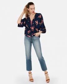 Floral Cinched Waist Kimono Top at Express