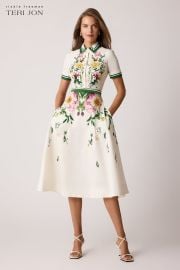 Floral Cotton Midi Shirt Dress at Teri Jon