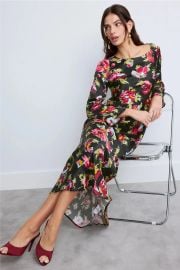 Floral Crew Neck Midi Dress by Rixo x RTR Rent the Runway at Rent the Runway