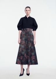 Floral Denim Trumpet Skirt Lela Rose at Lela Rose