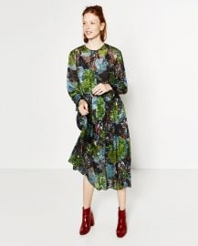 Floral Devore Dress x at Zara