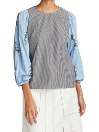 Floral Embellished Sleeve Blouse at Saks Fifth Avenue