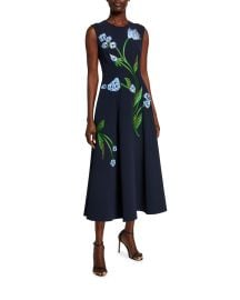 Floral-Embroidered Dress by Lela Rose at Neiman Marcus