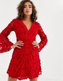 Floral Embroidered Long Sleeve Dress  by Love Triangle at Asos