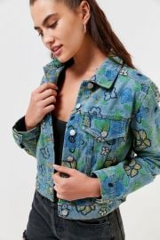 Floral Embroidered Trucker Jacket by Urban Outfitters at Urban Outfitters