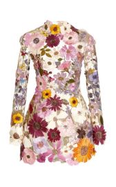 Floral-Embroidered Tulle Mini Dress By Oscar De La Renta at Moda Operandi