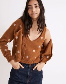 Floral-Embroidered V-Neck Sweater Tank at Madewell