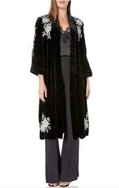 Floral Embroidered Velvet Kimono Coat at Amazon