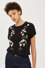 Floral Embroidery T-Shirt by Topshop at Topshop