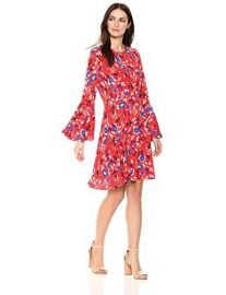 Floral Fit and Flare Dress with Bell Sleeve at Amazon