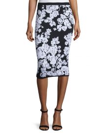 Floral Fitted Midi Skirt at Neiman Marcus