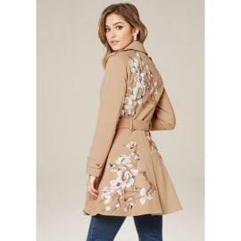 Floral Flared Trench at Bebe