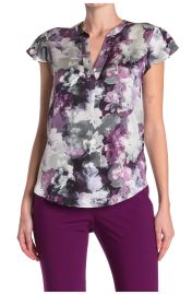 Floral Flutter Sleeve Blouse at Nordstrom Rack