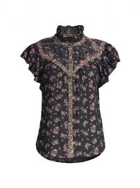 Floral Flutter Sleeve Blouse by Rebecca Taylor at Saks Fifth Avenue