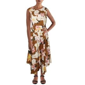 Floral Handkerchief Hem Midi Dress by Calvin Klein at Walmart