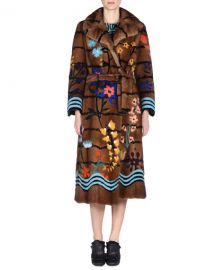 Floral Intarsia Mink Fur Coat at Bergdorf Goodman