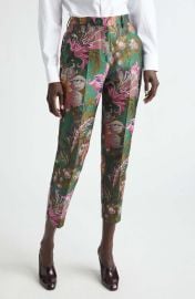 Floral Jacquard Ankle Trousers at Nordstrom