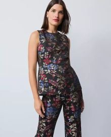 Floral Jacquard Crew Neck Top at Ann Taylor