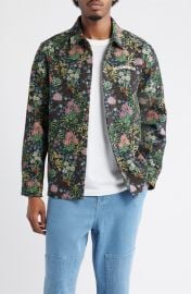 Floral Jacquard Snap-Up Overshirt at Nordstrom