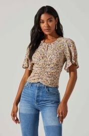 Floral Key Hole Flutter Sleeve Top at ASTR The Label