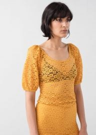 Floral Lace Puff Sleeve Top at & Other Stories