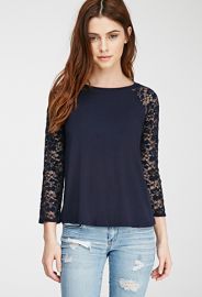 Floral Lace Raglan Top  Forever 21 - 2000078729 at Forever 21