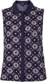 Floral Leaf Embroiderey Shell Top at Topshop