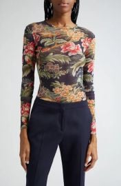 Floral Long Sleeve Mesh Top at Nordstrom