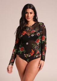 Floral Mesh Bodysuit by Deb shops at Deb Shops