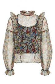 Floral Mesh Frill Blouse at Topshop