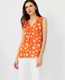 Floral Mixed Media Pleat Front Top at Ann Taylor