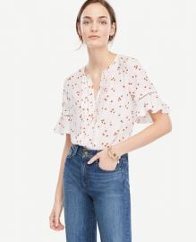 Floral Pintucked Flutter Sleeve Top at Ann Taylor