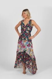 Floral Pleated Chiffon Dress at Taylor Dress