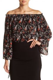 Floral Pleated Off-the-Shoulder Blouse at Nordstrom Rack