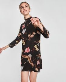 zara black floral print dress