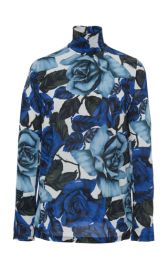 Floral-Print Georgette Turtleneck Top By Prada at Moda Operandi