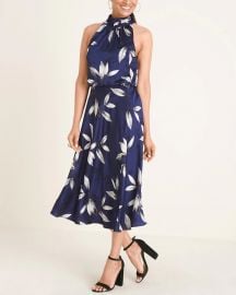 Floral Print Halter Midi Dress by Adrianna Papell at Chicos