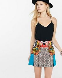 Floral Print High Waisted A-Line Skirt at Express