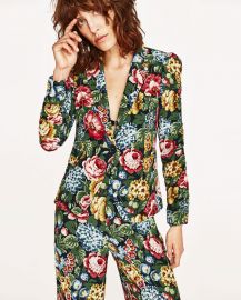 Floral Print Jacket with Frilled Sleeves at Zara