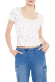 Floral Print Lace-Trim Tee at Forever 21