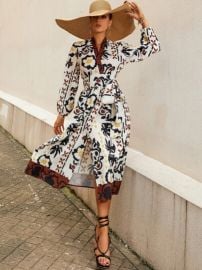 Floral Print Lantern Sleeve Tie Side Wrap Dress   USA at Shein