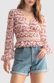 Floral Print Long Sleeve Ruffle Shirt at Nordstrom Rack