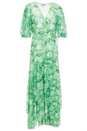 Floral-Print Mesh Midi Wrap Dress by Ganni at The Outnet