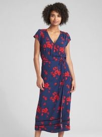 Floral Print Midi Wrap Dress at GAP