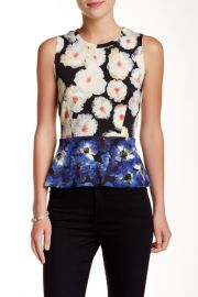 Floral Print Peplum Blouse Petite at Nordstrom Rack