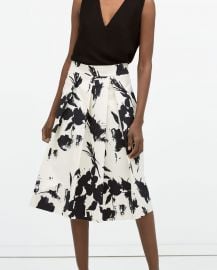 Floral Print Pleated Skirt at Zara