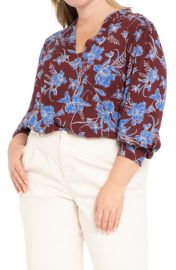 Floral Print Popover Blouse at Nordstrom